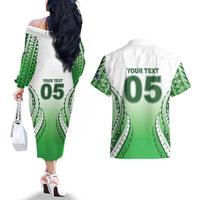 Custom Cook Islands Avaiki Rugby Couples Matching Off The Shoulder Long Sleeve Dress and Hawaiian Shirt Go Champions - Polynesian Pride