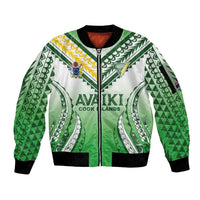Custom Cook Islands Avaiki Rugby Sleeve Zip Bomber Jacket Go Champions - Polynesian Pride