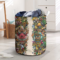 Hawaii And Japan Laundry Basket Tiki With Oni Mask - Polynesian Pride