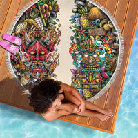 Hawaii And Japan Beach Blanket Tiki With Oni Mask - Polynesian Pride