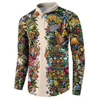 Hawaii And Japan Button Sweatshirt Tiki With Oni Mask - Polynesian Pride