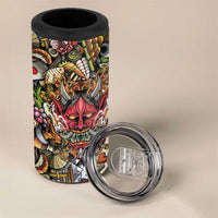 Hawaii And Japan 4 in 1 Can Cooler Tumbler Tiki With Oni Mask - Polynesian Pride