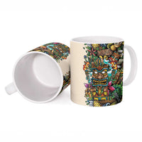 Hawaii And Japan Ceramic Mug Tiki With Oni Mask - Polynesian Pride