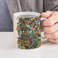 Hawaii And Japan Ceramic Mug Tiki With Oni Mask - Polynesian Pride