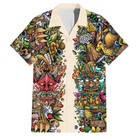 Hawaii And Japan Family Matching Long Sleeve Bodycon Dress and Hawaiian Shirt Tiki With Oni Mask - Polynesian Pride