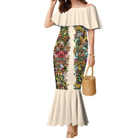 Hawaii And Japan Family Matching Mermaid Dress and Hawaiian Shirt Tiki With Oni Mask - Polynesian Pride