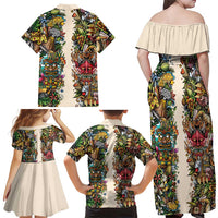 Hawaii And Japan Family Matching Off Shoulder Maxi Dress and Hawaiian Shirt Tiki With Oni Mask - Polynesian Pride