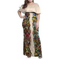 Hawaii And Japan Family Matching Off Shoulder Maxi Dress and Hawaiian Shirt Tiki With Oni Mask - Polynesian Pride