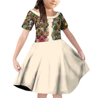 Hawaii And Japan Family Matching Off Shoulder Short Dress and Hawaiian Shirt Tiki With Oni Mask - Polynesian Pride