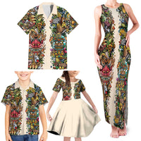 Hawaii And Japan Family Matching Tank Maxi Dress and Hawaiian Shirt Tiki With Oni Mask - Polynesian Pride