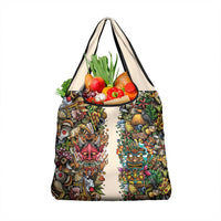Hawaii And Japan Grocery Bag Tiki With Oni Mask - Polynesian Pride