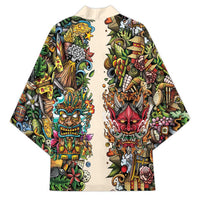 Hawaii And Japan Kimono Tiki With Oni Mask - Polynesian Pride