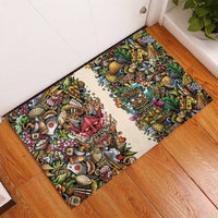 Hawaii And Japan Rubber Doormat Tiki With Oni Mask - Polynesian Pride