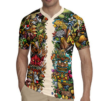 Hawaii And Japan Rugby Jersey Tiki With Oni Mask - Polynesian Pride