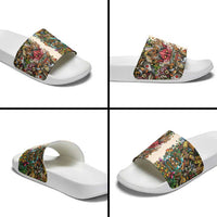 Hawaii And Japan Slide Sandals Tiki With Oni Mask - Polynesian Pride