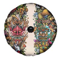 Hawaii And Japan Spare Tire Cover Tiki With Oni Mask - Polynesian Pride