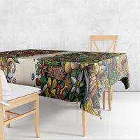 Hawaii And Japan Tablecloth Tiki With Oni Mask - Polynesian Pride