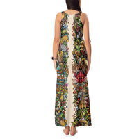 Hawaii And Japan Tank Maxi Dress Tiki With Oni Mask - Polynesian Pride