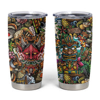 Hawaii And Japan Tumbler Cup Tiki With Oni Mask - Polynesian Pride