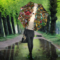 Hawaii And Japan Umbrella Tiki With Oni Mask - Polynesian Pride