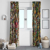 Hawaii And Japan Window Curtain Tiki With Oni Mask - Polynesian Pride