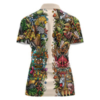 Hawaii And Japan Women Polo Shirt Tiki With Oni Mask - Polynesian Pride