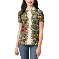 Hawaii And Japan Women Polo Shirt Tiki With Oni Mask - Polynesian Pride