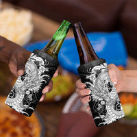 Hawaiian And Japanese Culture 4 in 1 Can Cooler Tumbler Irezumi Dragon With Polynesian Pattern Black - Polynesian Pride