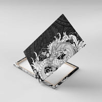 Hawaiian And Japanese Culture Canvas Wall Art Irezumi Dragon With Polynesian Pattern Black - Polynesian Pride