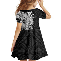 Hawaiian And Japanese Culture Family Matching Long Sleeve Bodycon Dress and Hawaiian Shirt Irezumi Dragon With Polynesian Pattern Black - Polynesian Pride