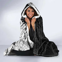 Hawaiian And Japanese Culture Hooded Blanket Irezumi Dragon With Polynesian Pattern Black - Polynesian Pride