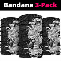 Hawaiian And Japanese Culture Neck Gaiter Irezumi Dragon With Polynesian Pattern Black - Polynesian Pride