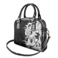 Hawaiian And Japanese Culture Shoulder Handbag Irezumi Dragon With Polynesian Pattern Black - Polynesian Pride