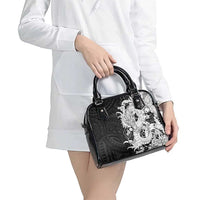 Hawaiian And Japanese Culture Shoulder Handbag Irezumi Dragon With Polynesian Pattern Black - Polynesian Pride