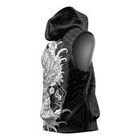 Hawaiian And Japanese Culture Sleeveless Hoodie Irezumi Dragon With Polynesian Pattern Black - Polynesian Pride