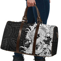 Hawaiian And Japanese Culture Travel Bag Irezumi Dragon With Polynesian Pattern Black - Polynesian Pride