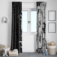 Hawaiian And Japanese Culture Window Curtain Irezumi Dragon With Polynesian Pattern Black - Polynesian Pride