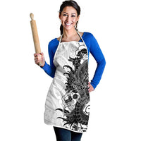 Hawaiian And Japanese Culture Apron Irezumi Dragon With Polynesian Pattern White - Polynesian Pride