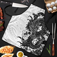 Hawaiian And Japanese Culture Apron Irezumi Dragon With Polynesian Pattern White - Polynesian Pride