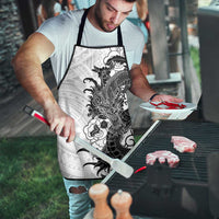 Hawaiian And Japanese Culture Apron Irezumi Dragon With Polynesian Pattern White - Polynesian Pride