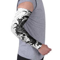 Hawaiian And Japanese Culture Arm Sleeves Irezumi Dragon With Polynesian Pattern White - Polynesian Pride