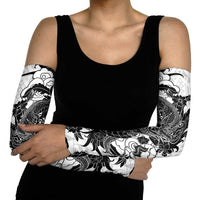 Hawaiian And Japanese Culture Arm Sleeves Irezumi Dragon With Polynesian Pattern White - Polynesian Pride