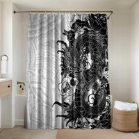 Hawaiian And Japanese Culture Bathroom Set Irezumi Dragon With Polynesian Pattern White - Polynesian Pride