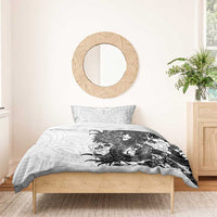 Hawaiian And Japanese Culture Bedding Set Irezumi Dragon With Polynesian Pattern White - Polynesian Pride