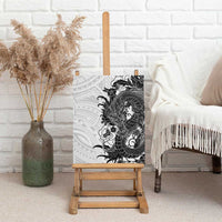 Hawaiian And Japanese Culture Canvas Wall Art Irezumi Dragon With Polynesian Pattern White - Polynesian Pride