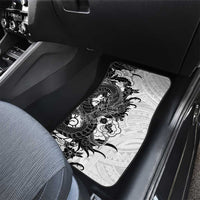 Hawaiian And Japanese Culture Car Mats Irezumi Dragon With Polynesian Pattern White - Polynesian Pride