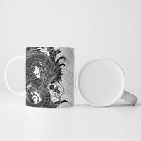 Hawaiian And Japanese Culture Ceramic Mug Irezumi Dragon With Polynesian Pattern White - Polynesian Pride