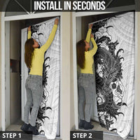 Hawaiian And Japanese Culture Door Cover Irezumi Dragon With Polynesian Pattern White - Polynesian Pride