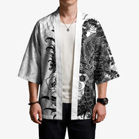 Hawaiian And Japanese Culture Kimono Irezumi Dragon With Polynesian Pattern White LT05 - Polynesian Pride