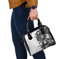 Hawaiian And Japanese Culture Shoulder Handbag Irezumi Dragon With Polynesian Pattern White - Polynesian Pride